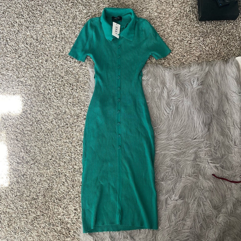 Cider Green Open Back Bodycon Midi Dress